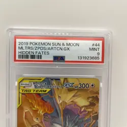 2019 Pokemon SM Hidden Fates Moltres & Zapdos Articuno Tag Team GX #44/68 PSA 9 - Image 2