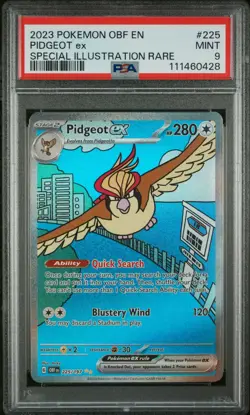2023 POKEMON TCG PIDGEOT EX 225/197 SV1 ENG OBF SPECIAL ILLUSTRATION RARE PSA 9 - Image 1