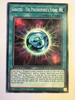 Yugioh! Sabatiel The Philosophers Stone SGX2-ENA17 1st Edition Speed Duel Card - Image 1