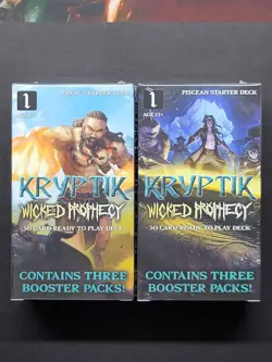 Kryptik TCG Decks: Wicked Prophesy Set. 50 Card Deck + 3 Booster Packs Each! - Image 1