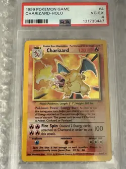Pokemon TCG Charizard Holo Card 004/102 Unlimited, PSA 4, Base Set - Image 1