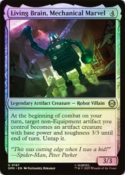 NM Foil Living Brain, Mechanical Marvel, MTG, Marvel's Spider-Man, Magic, 167 - Image 1