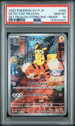 2023 POKEMON JAPANESE SV-P PROMO #098 DETECTIVE PIKACHU PSA 10 NEW CERT - Image 1