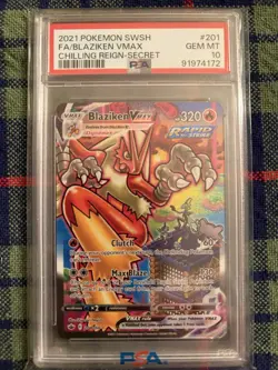 2021 POKEMON SWORD & SHIELD CHILLING REIGN SECRET FULL ART/BLAZIKEN VMAX PSA 10 - Image 1
