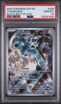 Pokemon Center Stamp Promo Thundurus Black Bolt ETB SVP EN 209 PSA 10 - Image 1