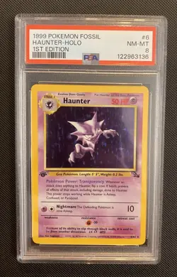 1999 Fossil Haunter 1st Edition Holo PSA 8 Mint #6/62 Pokemon - Image 1