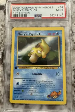 Pokemon 2000 Gym Heroes 1st Edition #54 Misty's Psyduck PSA 9 - Image 1
