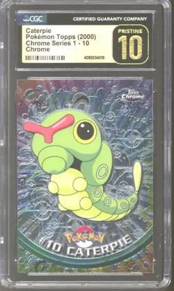 Pokemon Topps TV Chrome Caterpie #10 CGC 10 PRISTINE BLACK LABEL POP 7 - Image 1