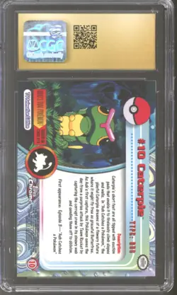 Pokemon Topps TV Chrome Caterpie #10 CGC 10 PRISTINE BLACK LABEL POP 7 - Image 2