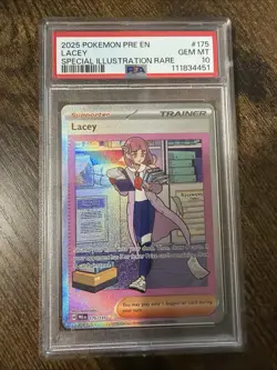 2025 POKEMON PRE EN-PRISMATIC EVOLUTIONS SPECIAL ILLUSTRATION RARE LACEY PSA 10 - Image 1