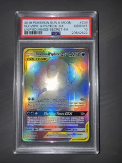 Pokemon TCG Slowpoke & Psyduck GX Unified Minds Secret 239/236 Full Art PSA 10 - Image 2