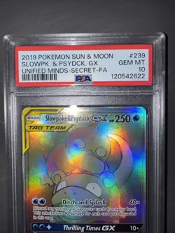 Pokemon TCG Slowpoke & Psyduck GX Unified Minds Secret 239/236 Full Art PSA 10 - Image 4