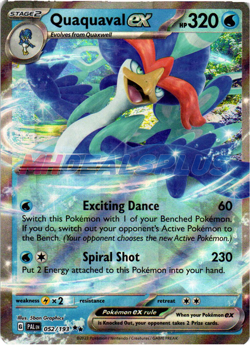NM Pokemon Paldea Evolved Quaquaval EX Double Rare 052 #052/193 - Image 1