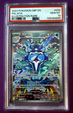 2023 POKEMON OBF EN-OBSIDIAN FLAMES ILLUSTRATION RARE #200 PALAFIN PSA 10 - Image 1