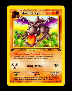 1999 Pokemon AERODACTYL Fossil Set 1ST EDITION Non Holo RARE Card 16/62 WotC NM+ - Image 1