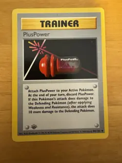 Pokemon Card Base Set 1st Edition Shadowless PlusPower 84/102 WOTC LP Single! - Image 1