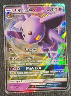 Espeon GX 61/149 Ultra Rare Sun & Moon Base Set Pokemon Card - Image 1