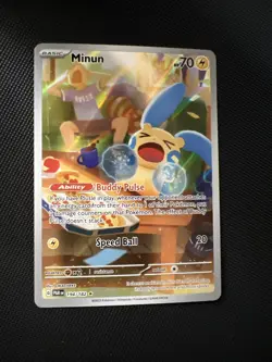Pokemon TCG Minun 194/182 Paradox Rift Full Art Ultra Rare Holo Card - Image 1