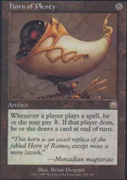 1x Horn of Plenty - Foil Moderate Play, English Mercadian Masques MTG Magic - Image 1