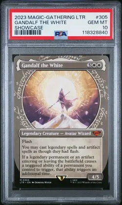 2023 MTG TALES OF MIDDLE-EARTH SHOWCASE #305 GANDALF THE WHITE PSA 10 - Image 1