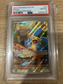 Pokemon TCG Minun 194/182 Full Art Illustration Rare Paradox Rift PSA 10 - Image 1