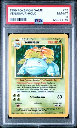 1999 POKEMON BASE SET UNLIMITED #15 VENUSAUR-HOLO PSA 8 - Image 1