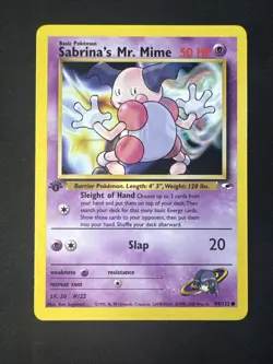 Sabrina's Mr. Mime 094/132 Gym Heroes Regular 1st Edition Pokemon MJ - Image 1
