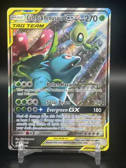 Celebi & Venusaur GX Pokemon SM Promos SM167 Full Art Holo English Tag Team NM - Image 1