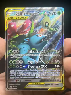 Celebi & Venusaur GX Pokemon SM Promos SM167 Full Art Holo English Tag Team NM - Image 3