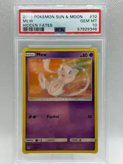 2019 POKEMON SUN & MOON HIDDEN FATES #32 MEW PSA 10 GEM MINT - Image 1