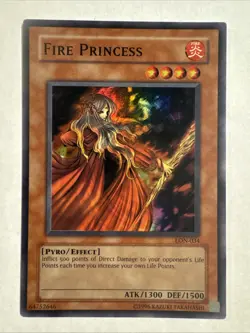 2010 Yu-Gi-Oh Labyrinth of Nightmare Unlimited LON-034 Fire Princess Super Rare - Image 1
