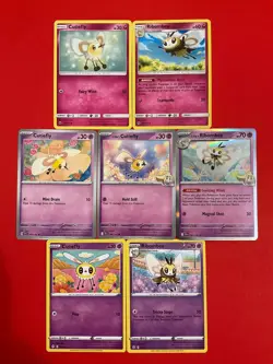 x7 Cutiefly Ribombee pokemon cards mixed lot set unique cute Rare fairy type - Image 1