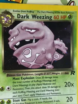 Dark Weezing - Team Rocket Set - Holo Rare - 14/82 - Vintage Pokemon Card - LP - Image 3