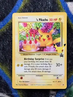 Pokemon TCG Birthday Pikachu Trading Card #24 Celebrations Classic Collection - Image 1