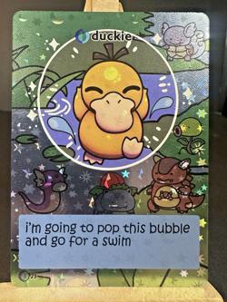 Pokiebubies 1st Edition - Duckie (Psyduck) #25 - Derpy Pokemon Fan Art Card Holo - Image 1
