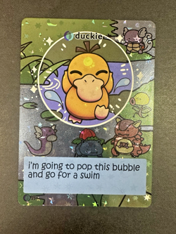 Pokiebubies 1st Edition - Duckie (Psyduck) #25 - Derpy Pokemon Fan Art Card Holo - Image 2