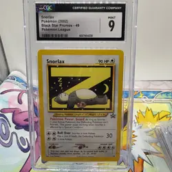 CGC 9 GEM MINT Snorlax 49 Black Star Promo Pokemon Card 2002 WOTC Pokemon League - Image 1