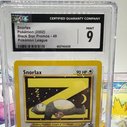 CGC 9 GEM MINT Snorlax 49 Black Star Promo Pokemon Card 2002 WOTC Pokemon League - Image 2