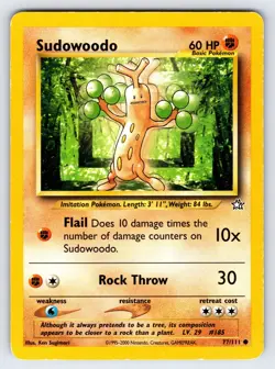 Sudowoodo 77/111 Neo Genesis Pokemon Card Vintage WOTC Nintendo Uncommon - Lp/Mp - Image 1