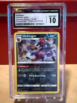 CGC 10 Pokemon Hydreigon 110/189 Darkness Ablaze "Thank You' Reverse Holo Promo - Image 1