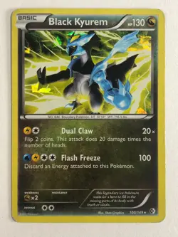 Pokemon TCG Boundaries Crossed Cracked Ice Holographic Black Kyurem 100/149 HP - Image 1