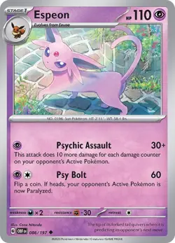 Espeon 086/197 Reverse Holo Uncommon LP-NM - Pokemon TCG S&V Obsidian Flames OBF - Image 3