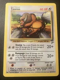 Pokemon TCG Tauros 062/130 Base Set 2 Unlimited Common LP - Image 1