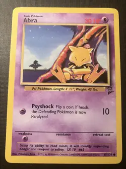 Pokemon TCG Abra 065/130 Base Set 2 Unlimited Common LP - Image 1