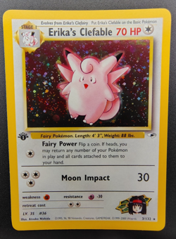 Pokemon Gym Heroes - Erika's Clefable 3/132 - First Edition - Holo - LP+/NM - Image 1