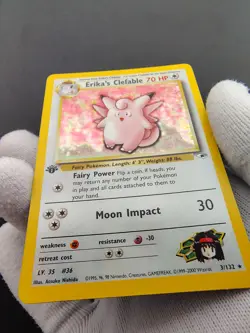 Pokemon Gym Heroes - Erika's Clefable 3/132 - First Edition - Holo - LP+/NM - Image 5