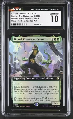LIZARD, CONNORS'S CURSE Marvel's Spider-Man Extended Art Foil Rare CGC 10 MTG - Image 1