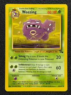 Weezing 45/62 Base Set Series Fossil UNCOMMON Stage 1 Pokemon Card 1999 WOTC MN - Image 1