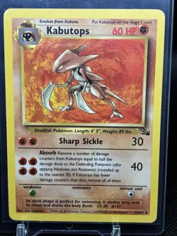 Pokemon TCG Kabutops Fossil Card 24/62 Regular Rare, LP Condition - Image 1