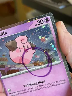 POKEMON CLEFFA SVP095 BLACK STAR PROMO COSMOS HOLOFOIL WITH SWIRL NM CARD - Image 3